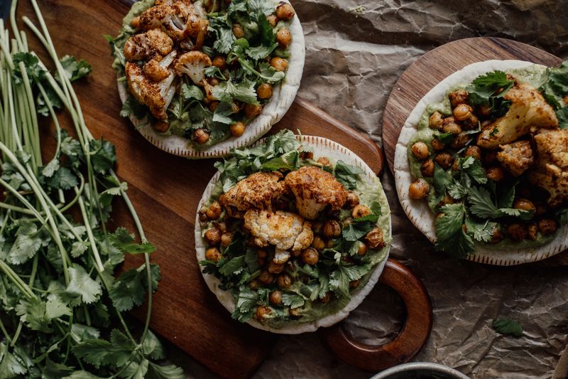 Spiced Lentil Bowl with roasted cauliflower and yogurt